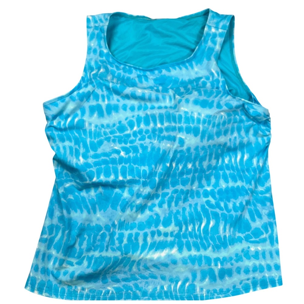 Lands' End Tankini Top Womens 20W DD Blue Tie Dye Tank 513894 Athletic Modest